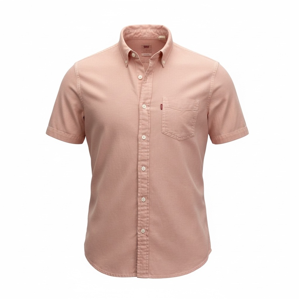 Mens Levis Salmon Short Sleeve Button Down Shirt Size Small Preowned